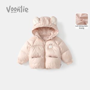 VOONLIE | Áo Khoác Bông Lót Mũ Cho Bé Gái Mùa Đông