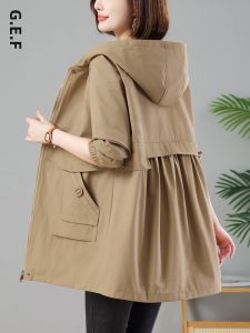 GEENFU | Áo Khoác Gió Elegance Dài Trung Bình Phong Cách Thường Ngày Oversized