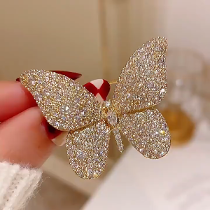 Sparkling Full CZ Crystal Butterfly Brooch Pin | Luxury Gold Animal Jewelry for Women