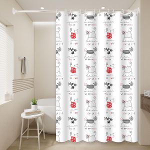 1pc Cute Wildcat Kids Shower Curtain - Funny Cartoon Design - Waterproof PEVA Material - Perfect for Bathroom Decoration