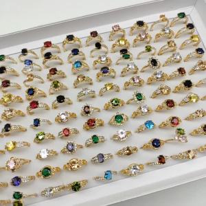 20pcs/Lot Jewelry Factory Wholesale New Big Zircon Rhinestone Finger Rings For Women Mix Style Wedding Decorate Girl Party Gifts