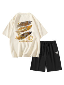 Outlets Boys Summer Suit Mens and Womens American Fashion Brand Sports Loose Mens Short Sleeve Shorts Suit