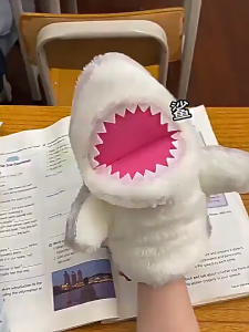 พร้อมส่งไม่มี 20เซนติเมตรน่ารักฉลามน้อยหุ่นมือถุงมือของเล่นตุ๊กตาสัตว์หุ่นมือฉลามแขนเปิดปากถุงมือตุ๊กตาเด็กของขวัญวันเกิด