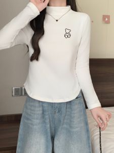 Half Turtleneck Thickened Bottoming Shirt for Women New Arrival Women Fall and Winter Dralon Silm Slimming and Warm Western Style Inner Wear Long Sleeves Tops