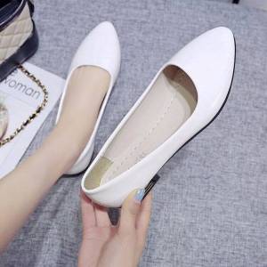 Spring Autumn 2025 New Style Womens Plain Toe Flat Heel Shoes Fashionable Work Shoes All Season Bean Bean Shoes Versatile Work Shoes