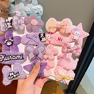 Set kẹp tóc lông mềm bé gái mang xinh hết nấc