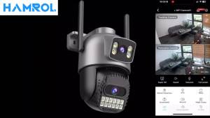 Hamrol 15MP Tiga Lensa 5GHz/2.4GHz WiFi Kamera Ptz Outdoor 10MP Lensa Ganda Pelacakan Otomatis Nirkabel CCTV Keamanan Kamera P2P O-Kam Pro App