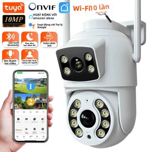 Camera Không Dây Xoay Nghiêng Tuya HD 10MP Camera Kép Màn Hình Kép Theo Dõi AI Giám Sát Âm Thanh Video Trong Nhà/ngoài Trời Camera IP WiFi