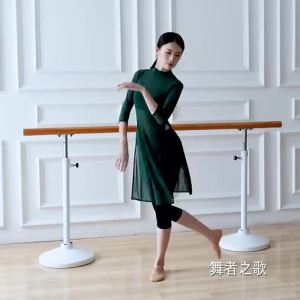 Cyclx modern classical dance practice clothes body charm gauze womens clothes mid length long mesh tops elegant dancing dress half sleeve yoga clothes