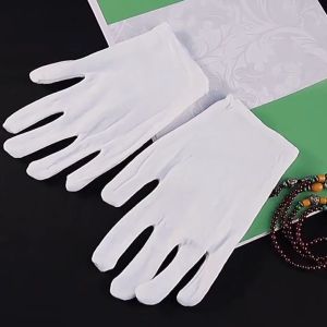 50Pairs White Cotton Gloves Serving Inspection Protective Safety Gloves Ceremonial Work Gloves Moisturizing SPA Soft Jewelry Inspection Gloves Breathable Work Glove High Stretch Soft Cotton Work Gloves