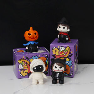 Halloween Jack Pumpkin Series Resin Doll Decoration Gift for Boys Not Giving Candy Halloween Themed Desktop Decorations