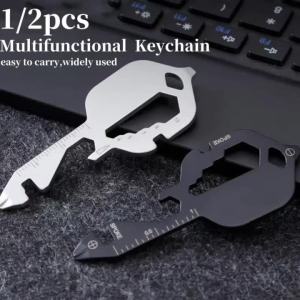 Móc Khóa Đa Năng Mini Bằng Thép Không Gỉ Hình Chìa Khóa Tích Hợp Tua Vít Và Mở Nắp Chai Tiện Dụng Cho Việc Sửa Chữa Nhỏ Gọn Trong Túi.