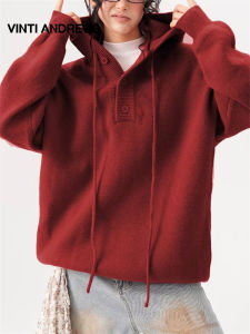 Red Hooded Sweater Half Open