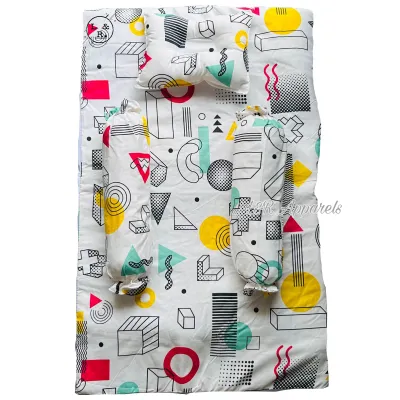 Cotton 5 in 1 Cribset ( Regular cribset for baby ) with matress 2 pillow hotdog and 1 pillow head 1 Transparent Bag