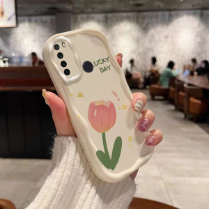 Pink Tulip Silicone Phone Case for Redmi Note8 pro Women Full Cover Floral Pattern Protective Shell Soft Clear Design Simple High-End Feeling
