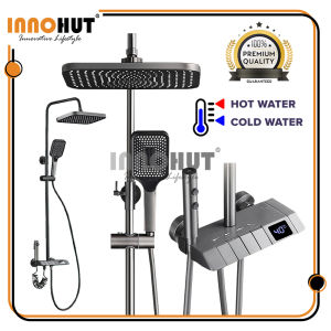 Innohut Gun Grey Shower Set 360° Rotating Showerhead With Handheld Shower Handheld Bidet and Water Tap Set Air Hujan