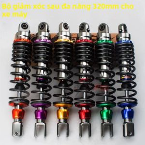 Giảm Xóc Giảm Xóc Phía Sau Xe Máy Có Thể Điều Chỉnh Phổ Thông 320mm Cho Xe Tay Ga Kawasaki Honda Yamaha - Đỏ Xanh Vàng Tím