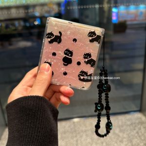 Cute Shell Pattern Foldable Screen Phone Case for Xiaomi Mixflip2 Samsung ZFlip76 Huawei Pocket2 Honor MagicVFlip2 5th Generation with Lanyard
