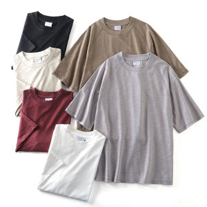 Full of Texture! All Cotton Bunchy Yarn! Micro-Profile Raglan Sleeves ~ Summer Men Loose Casual round Neck Short Sleeves T-shirt