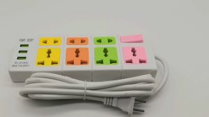 Heavy Multi-Function Socket Power Strip 3 USB Ports Extension outlet 2 meter Extension Cord