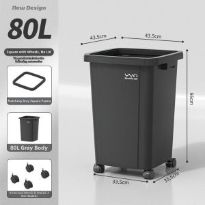 Large Capacity Square Open Top Trash Can 40L