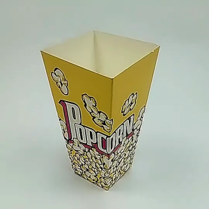 50Pcs Popcorn Box Paper with Printed Design Popcorn Bag Disposable Party Food Packaging Box