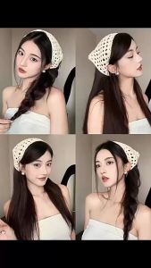 Khăn trùm đầu trendy băng đô đan len tam giác thêu họa tiết nhiều màu đẹp xinh mang đi chơi biển chụp ảnh cute giá rẻ