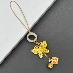 已开光 招财百无禁忌手机链挂件金碟宫铃跑环手机链跑环指环扣吊坠款钥匙扣 Fortune Attraction - Unrestricted Mobile Chain Pendant - Golden Disc Palace Bell Loop Mobile Chain Loop Ring Clasp Drop Pendant Keychain