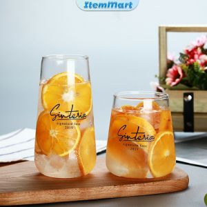 ItemMart 450ml 500ml Glass Coffee Cup Tea Milk Yogurt Mug Creative Transparent Letter Pattern Drinkware