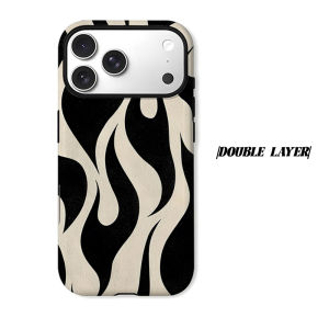 Cream Flame Phone Case for iPhone 18 17 16 15 14 13 12 11 Air Pro Max Plus Double-layer Cover