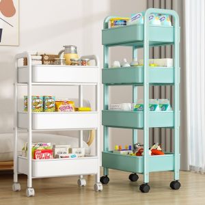 Mobile Kitchen Bathroom Multi-layer Stand Rack No-drill PP Material Storage Organizer for Snacks Baby Supplies Bedroom