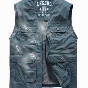 JEEP SPIRIT 1941 ESTD Outdoor Mens Leisure Outdoor Fishing Tank Top Multi-pocket Tank Top