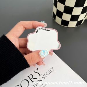 Japanese South Korea Ins Style Asymmetrical Geometric Figure English Mirror Cellphone Airbag Support Collapsible Air Cushion Drop-Resistant Fastened Ring Adhesive Supporting Seat Creative Back Sticker Binge-watching Makeup Mirror