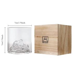 Japan 3D Mountain Whiskey Glass Glacier Old Fashioned Whisky Rock Glasses Whiskey-glass Wooden Gift Box Vodka Cup Wine Tumbler