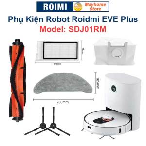 Phụ kiện Robot Roidmi EVE Plus Model: SDJ01RM đôi chổi cạnh bộ lọc khăn lau túi đựng bụi ///