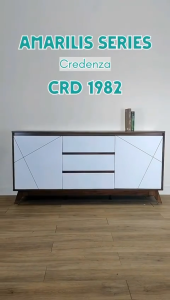 Credenza Meja TV Modern Multi-Kompartemen Warna Coffee/White