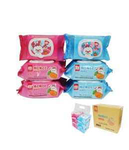ทิชชู่เปียก กระดาษเปียก memee 1 แพ็ค 6 ห่อ แผ่นใหญ่ 40 แผ่น