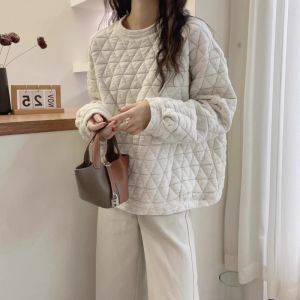 WANGGONGZHU | Ladies Loose Fit Cotton Jacket Autumn Winter New Style Elegant Slimming Design Fashionable Top Round Neck Long Sleeve Korean Version