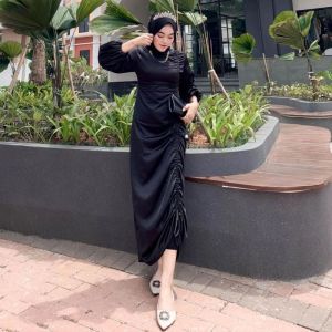 DRES SATIN SILK PREMIUM HALUS FULL SERUT LONG/DRES KONDANGAN SIMPLE ELEGAN/DRES BRIDESMAID NIKAHAN/ DRES SATIN VIRAL /DRES PESTA!!