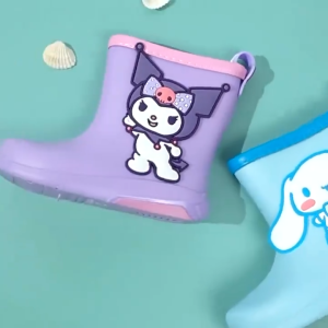 COD High quality childrens rain boots Girls waterproof non-slip purple cartoon rain boots thickened