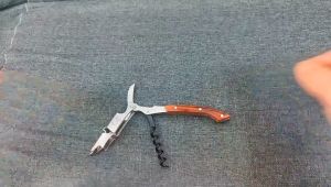 4 In 1 Alat Pembuka Botol Wine & Pembuka Kaleng Bahan Baja & Kayu