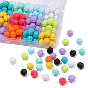 20-30Pcs 12mm Solid Color Acrylic Pumpkin Shape Beads for Necklace Bracelet DIY Jewelry Making Beads