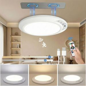 USB Type-C Rechargeable Magnetic Motion Sensor LED Night Light Wireless Wall Lamp with Remote Control for Kitchen Coatroom