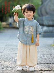 XINYUTONGGE | Bộ Quần Áo Mỏng Phong Cách Trung Quốc Mới Cho Bé Trai Mùa Hè