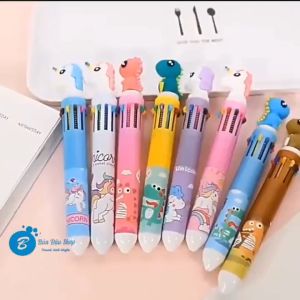 Bút Bi Bấm 6 - 10 Màu Dễ Thương/ Bút Đánh Dấu Tiện Dụng