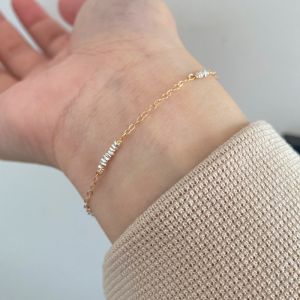 สร้อยข้อมือเศษเงินสองชิ้นเงินเชียงใหม่เงินแท้925 14K ห่อทองซ้อนกันดีไซน์ออริจินอลเรียบง่ายแฟลชเพื่อนสนิทหญิง