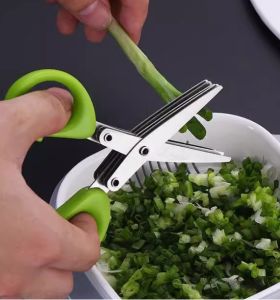 3-5 Layer Stainless Steel Kitchen Scissors Multi-Functional Herb Cutter for Pepper Scallion Laver Heavy Duty Cooking Chopping