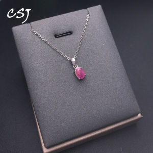100% Natural Ruby Pendant Sterling 925 Silver 0.9 Carat Gemstone 5*7mm Origin Africa Necklace for Women Wedding Party Jewelry