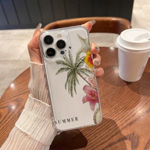 Summer Tropical Phone Case For iPhone 17 Air 16E 16 15 14 11 Pro Max Plus 13 12 Mini 8 7 X Transparent Shockproof Cover