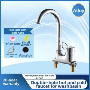 Double/Three Holes Copper Mixing Valve Bathroom Sink Faucet